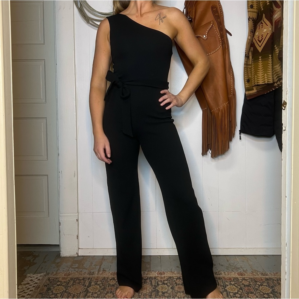 Black one shoulder jumpsuit